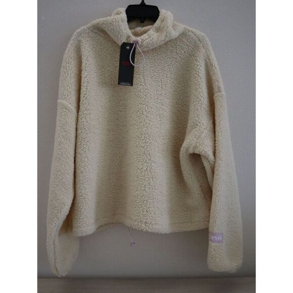 Levi’s A07760004 Women's Sz XL Almond Sherpa L/S Aura Mock Neck Pullover Jacket - Picture 1 of 8